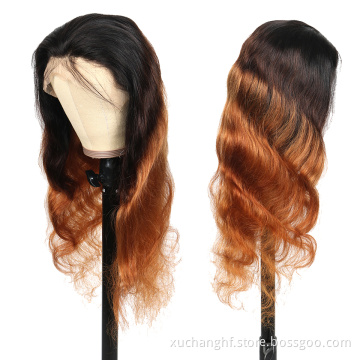 Ombre Blonde Highlights Color 13x6 Deep part Lace Front Human Hair Wigs 180% Density 360 Wig